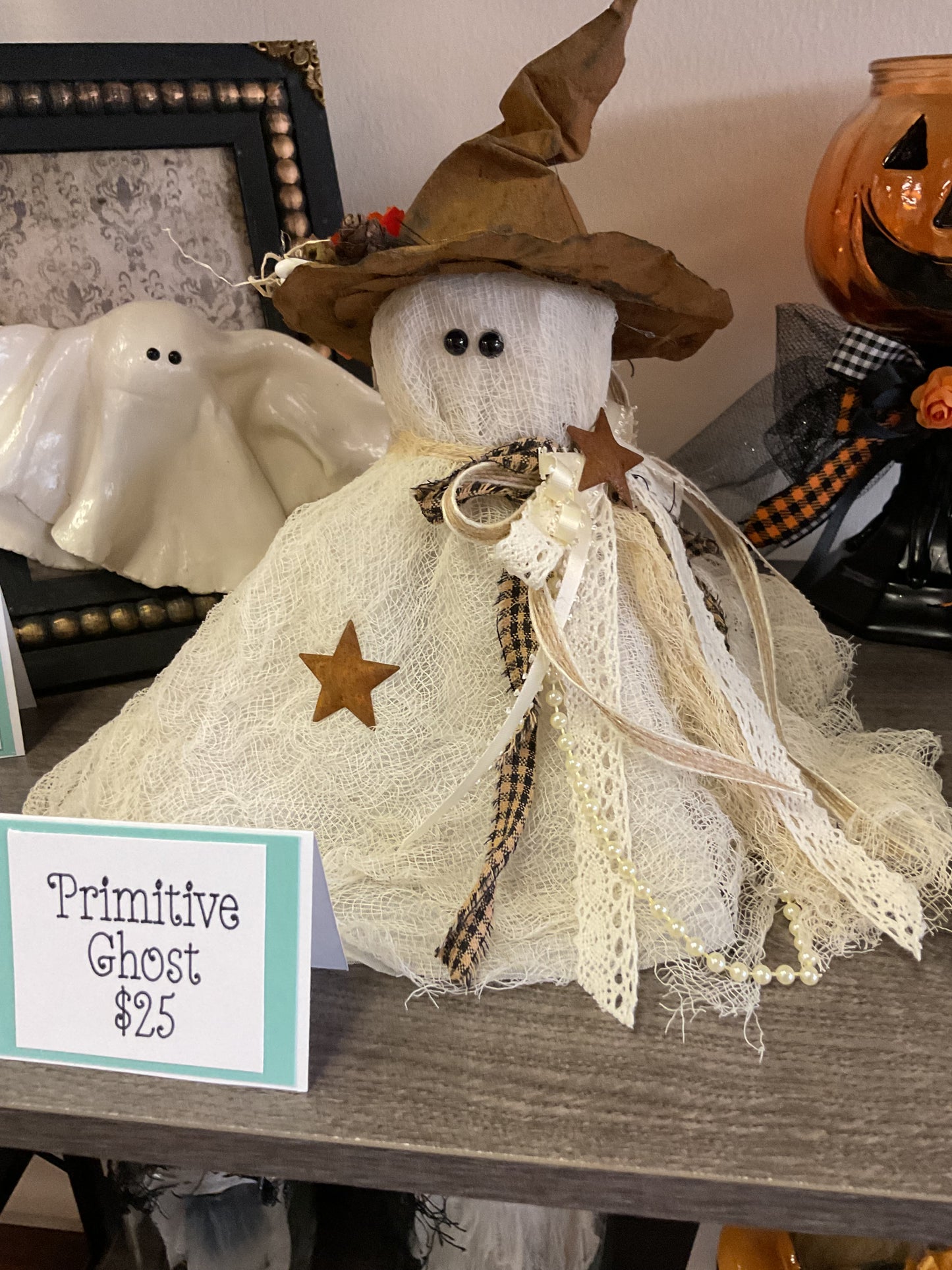 Primitive ghost witch large ghost with witch hat