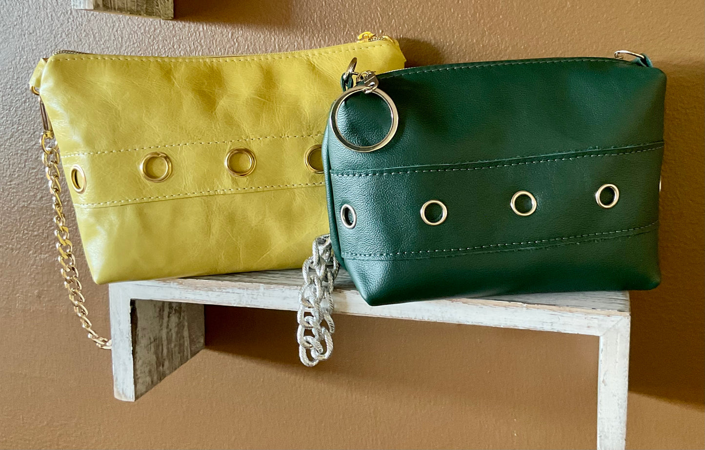 Leather grommet bags