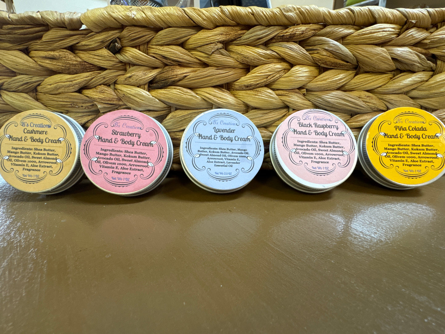 All natural individual hand cream tins