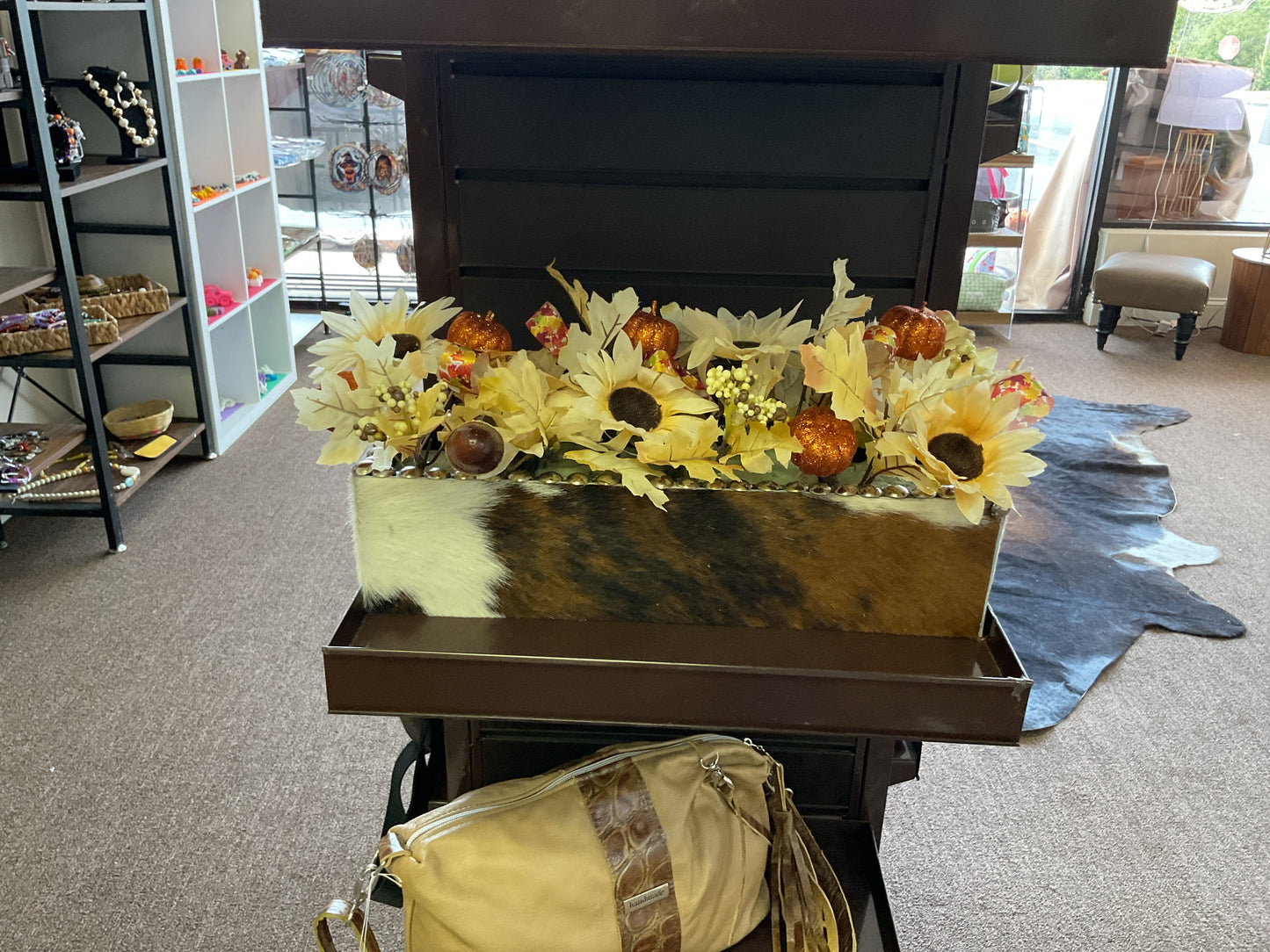 Cowhide floral arrangement