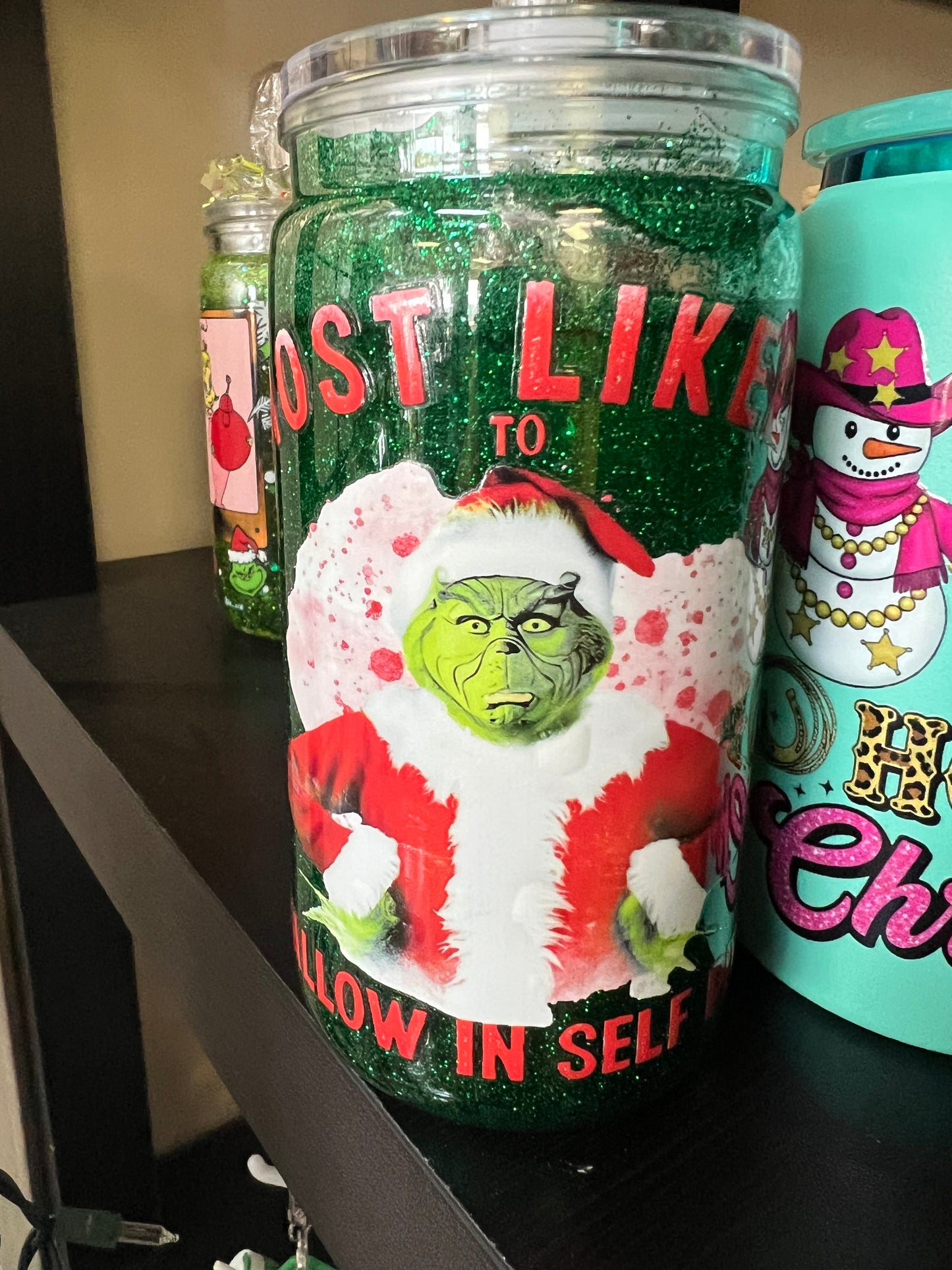 Grinch snow globe tumbler