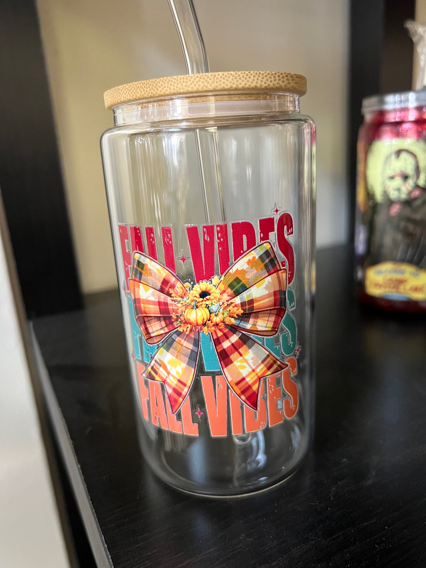 Fall vibes glass cup