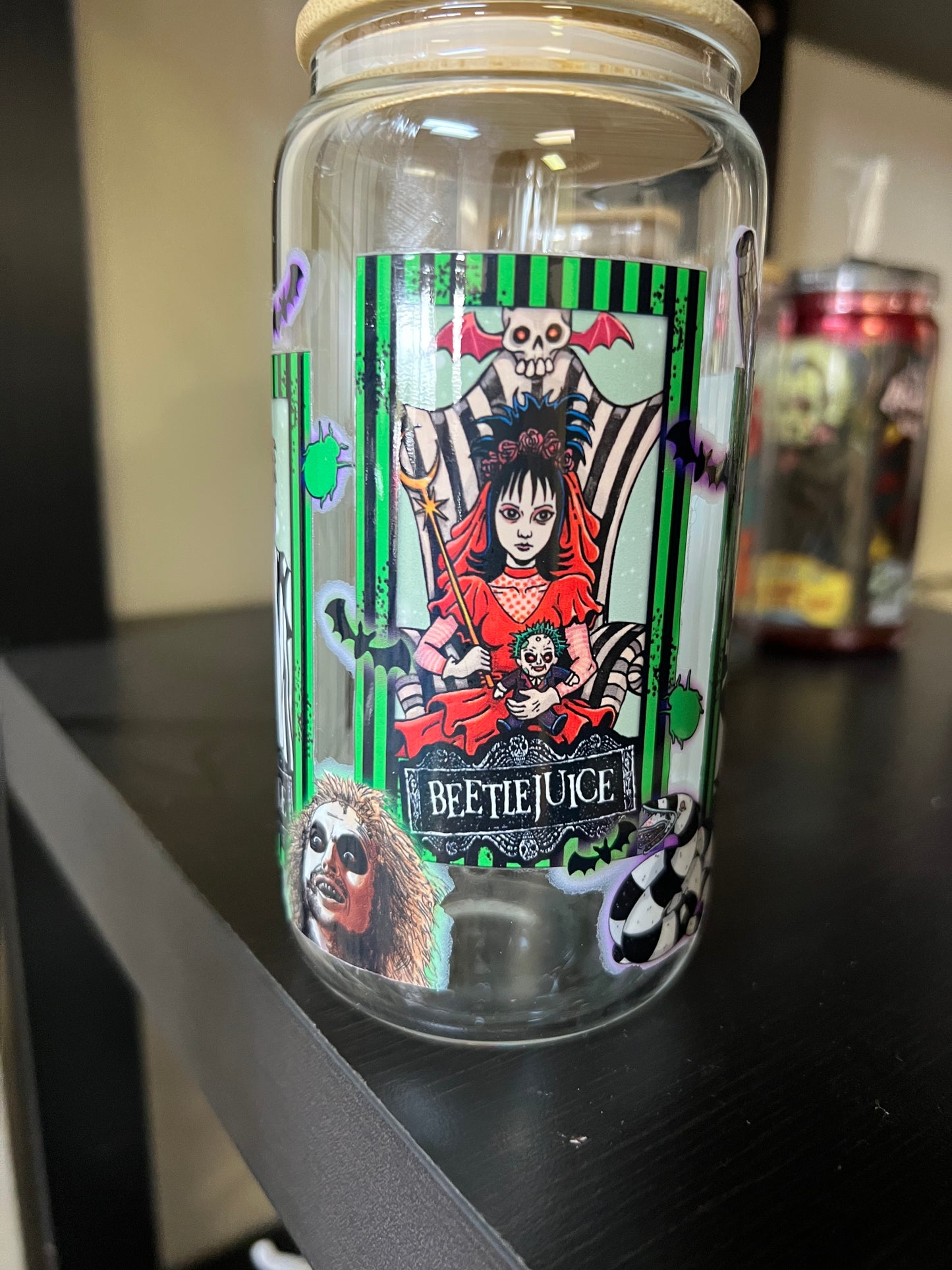 Beetlejuice glass cup