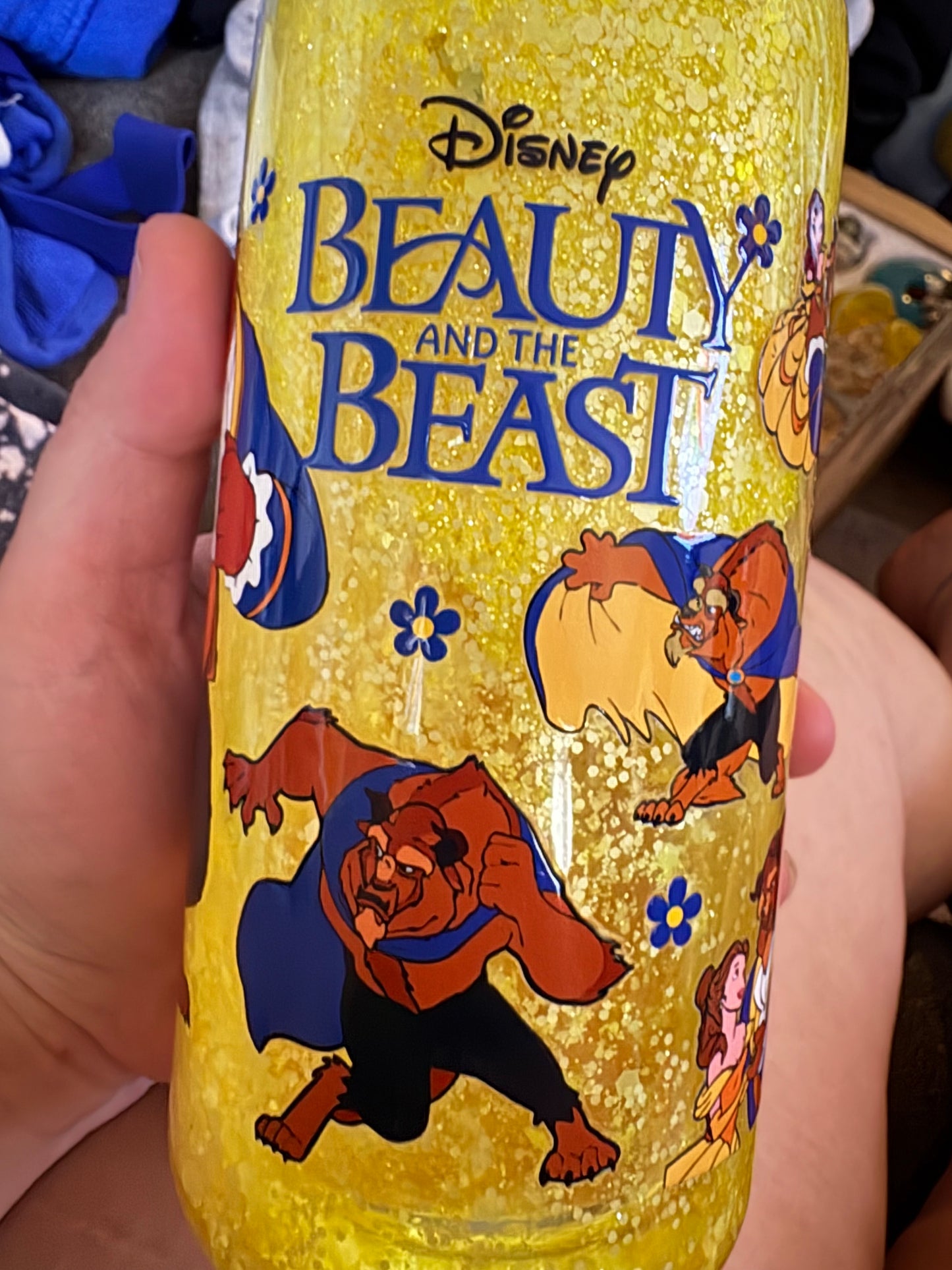 Beauty and the beast snowglobe tumbler