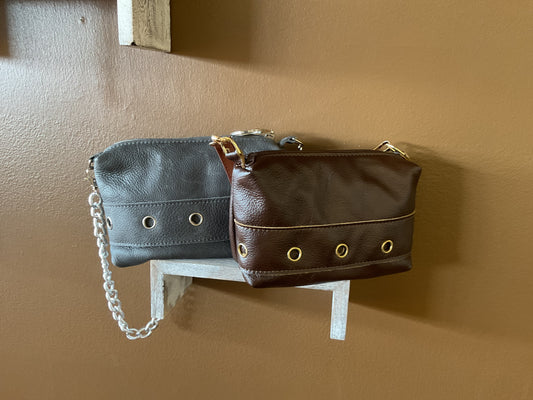 Leather grommet bags