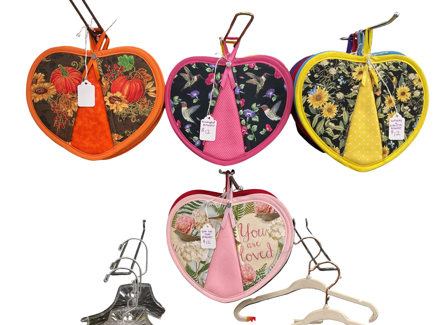 Set of Two Heart Shaped Potholders