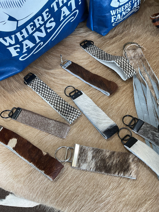 Cowhide or leather key fobs