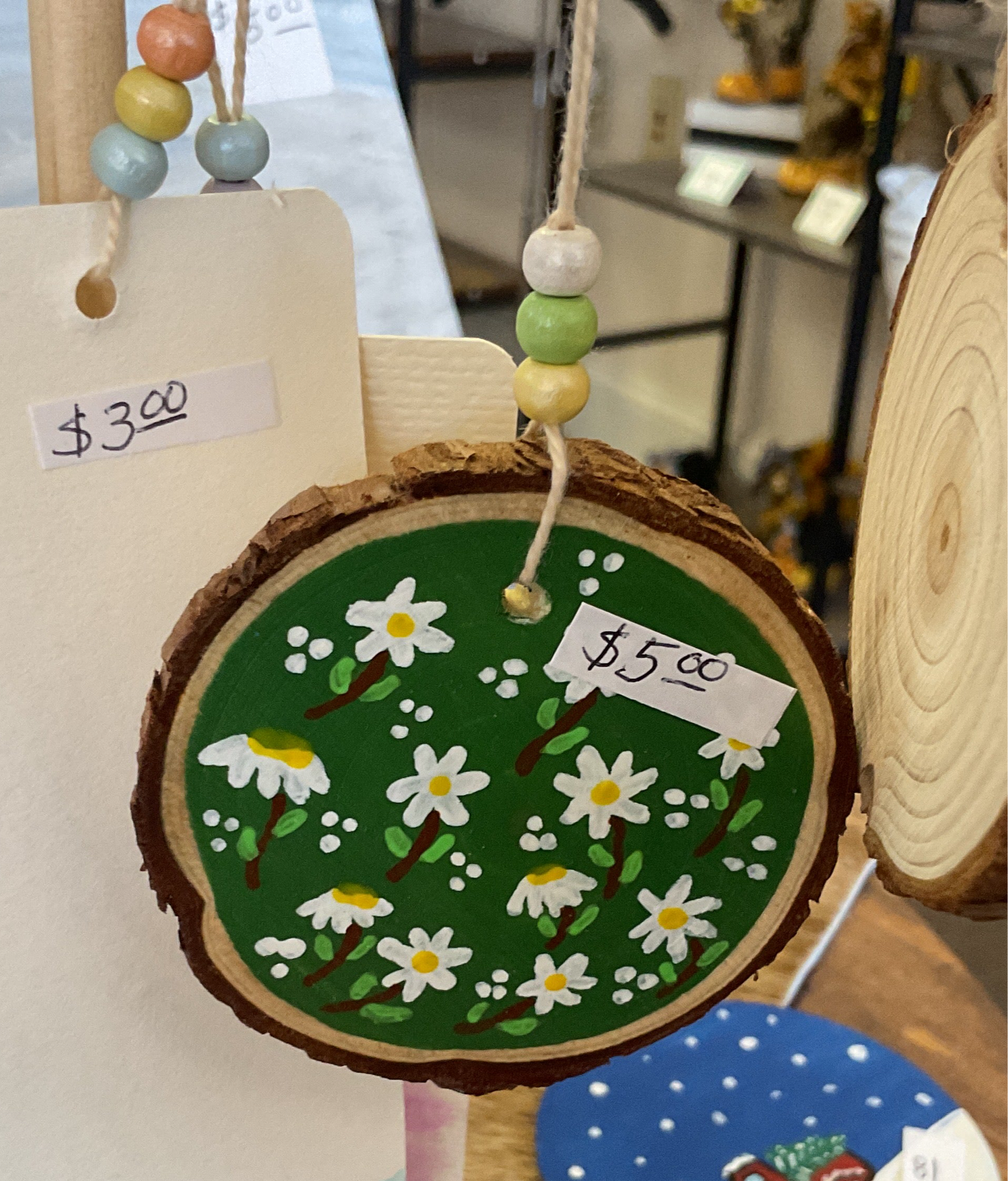 Rustic wood circle beaded