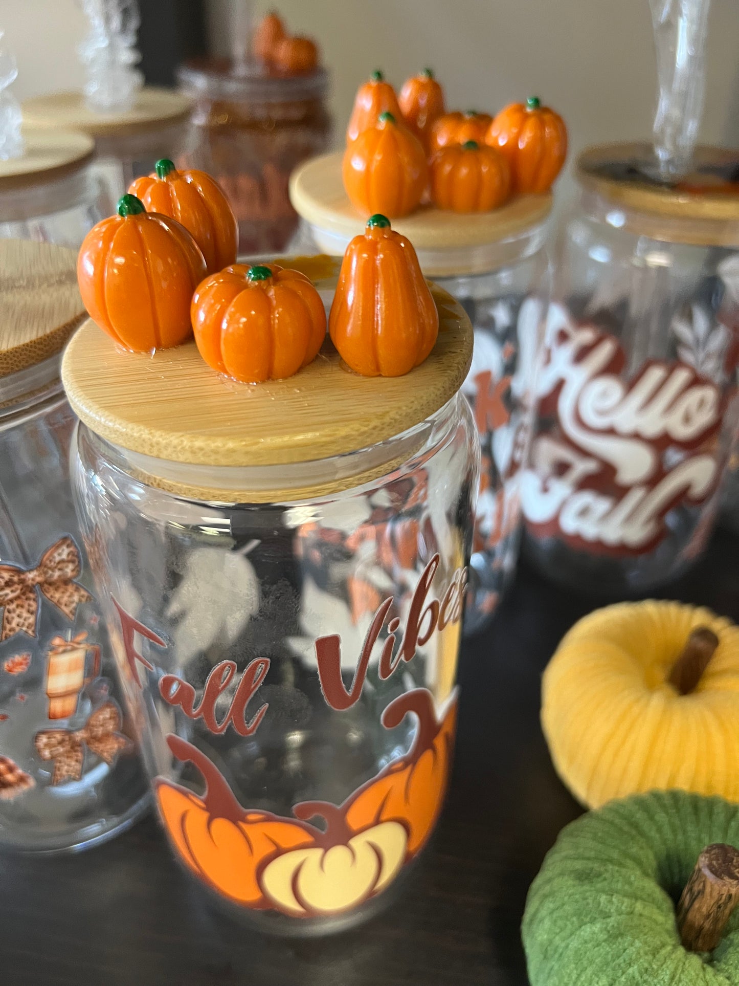 Glass cups with decorative lid