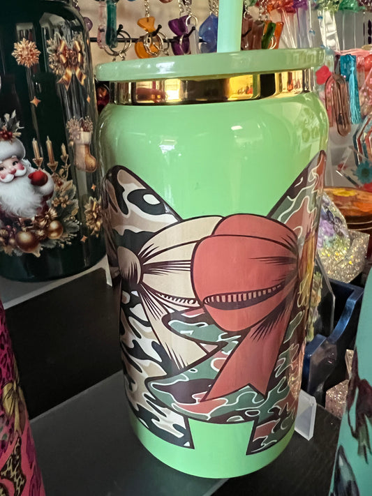 Camo Christmas Trees Steel Tumbler