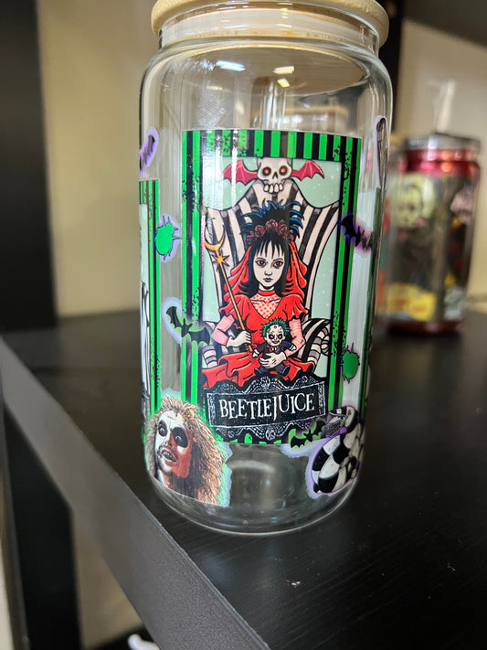 Beetlejuice glass cup