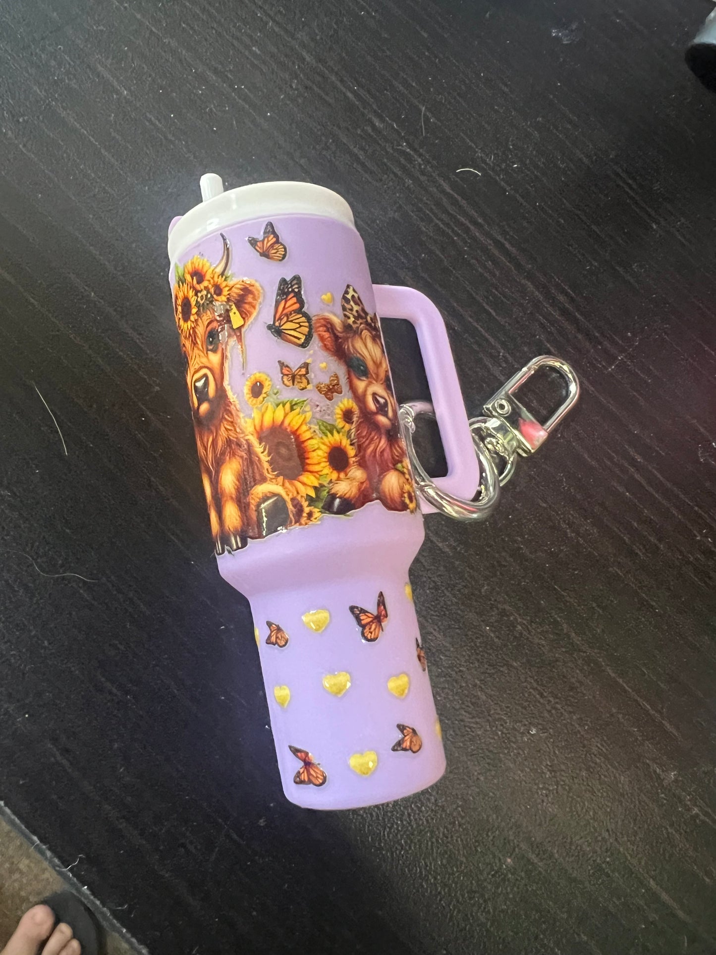 Sunflower and cow keychain