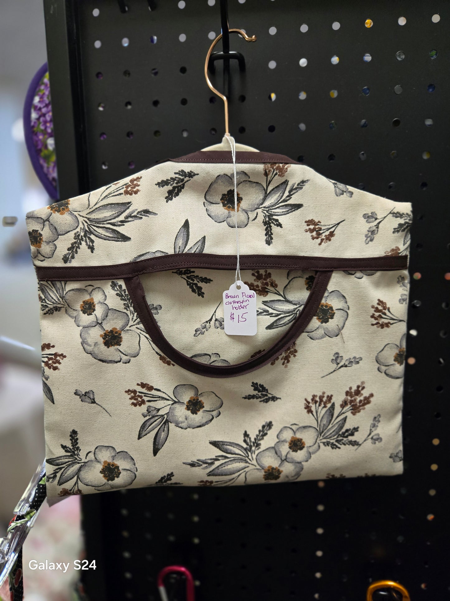 Brown Floral, Multifloral,Mushroom Clothes Pin Holders